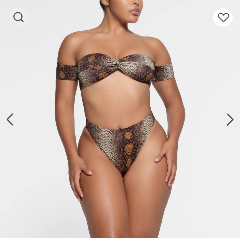 SKIMS Desert Snake Print High Leg Bikini Bottom and Top - NWT